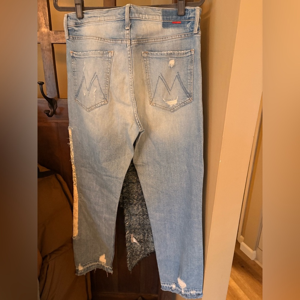 MOTHER + Carolyn Murphy The Patchwork Tomcat Ankle Undone Hem Jeans, size 30 - Picture 16 of 16